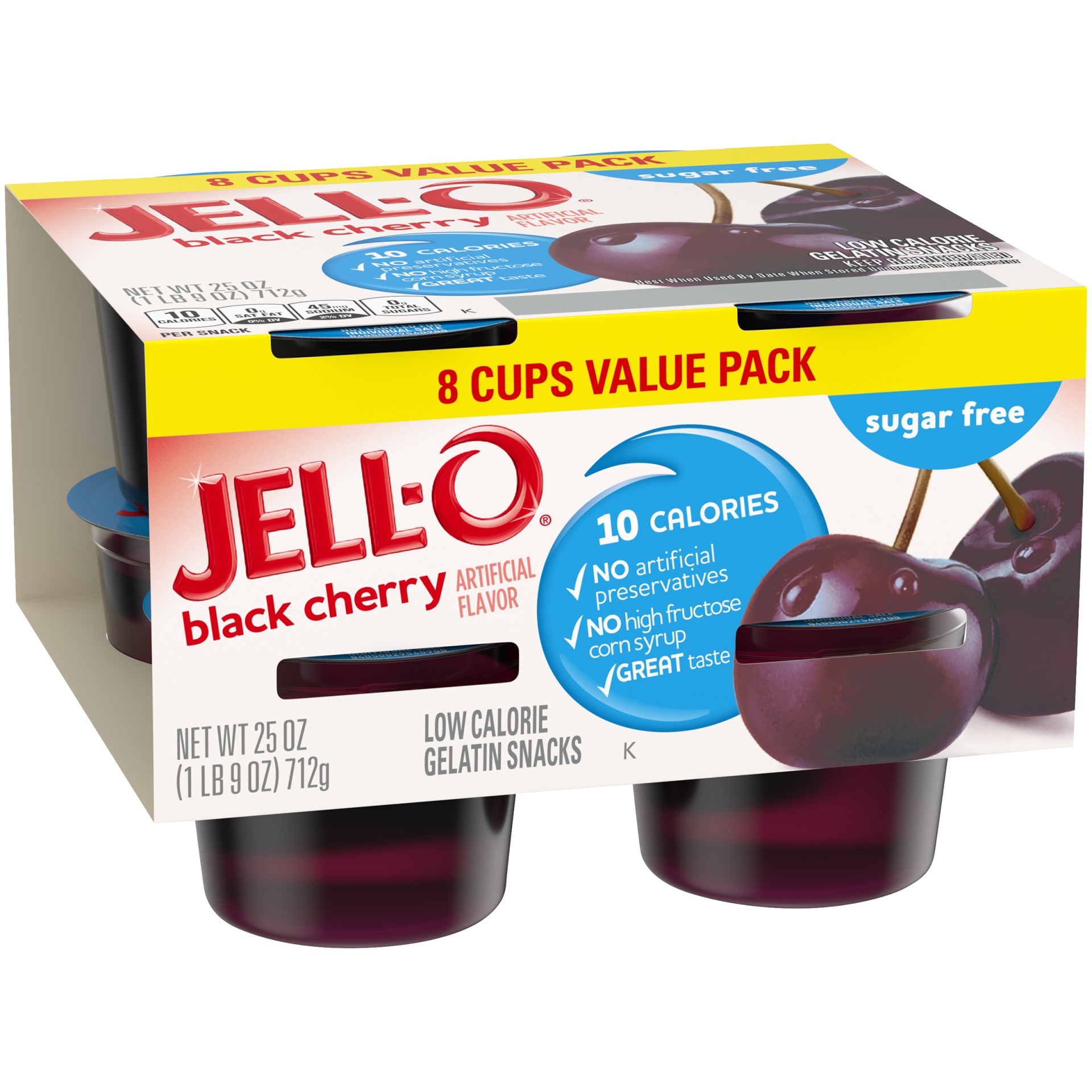 slide 5 of 9, Jell-O Sugar-Free Gelatin Black Cherry, 8 ct; 25 oz