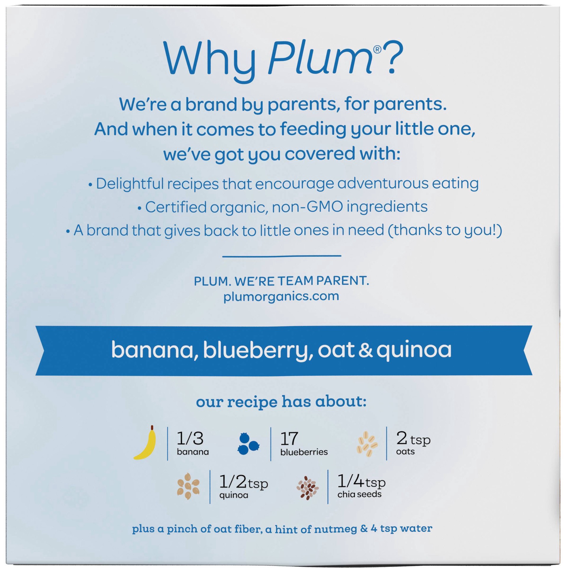 slide 3 of 11, Plum Organics Tots Morning Mish Mash Blueberry Oats & Quinoa, 4 ct; 3.17 oz