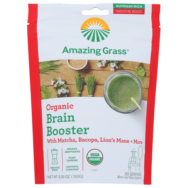 slide 1 of 1, Amazing Grass Organic Brain Booster, 5.29 oz