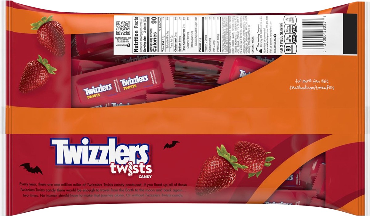 slide 3 of 3, Twizzlers Twists Strawberry Flavored Chewy Candy, Halloween, 22 oz, Bag, 22 oz