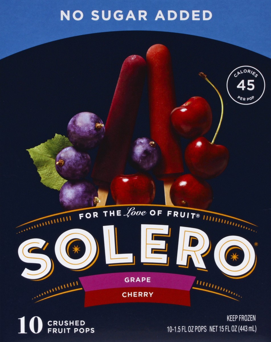 slide 5 of 5, Solero No Sugar Added Grape & Cherry Fruit Pops, 10 ct; 1.5 fl oz