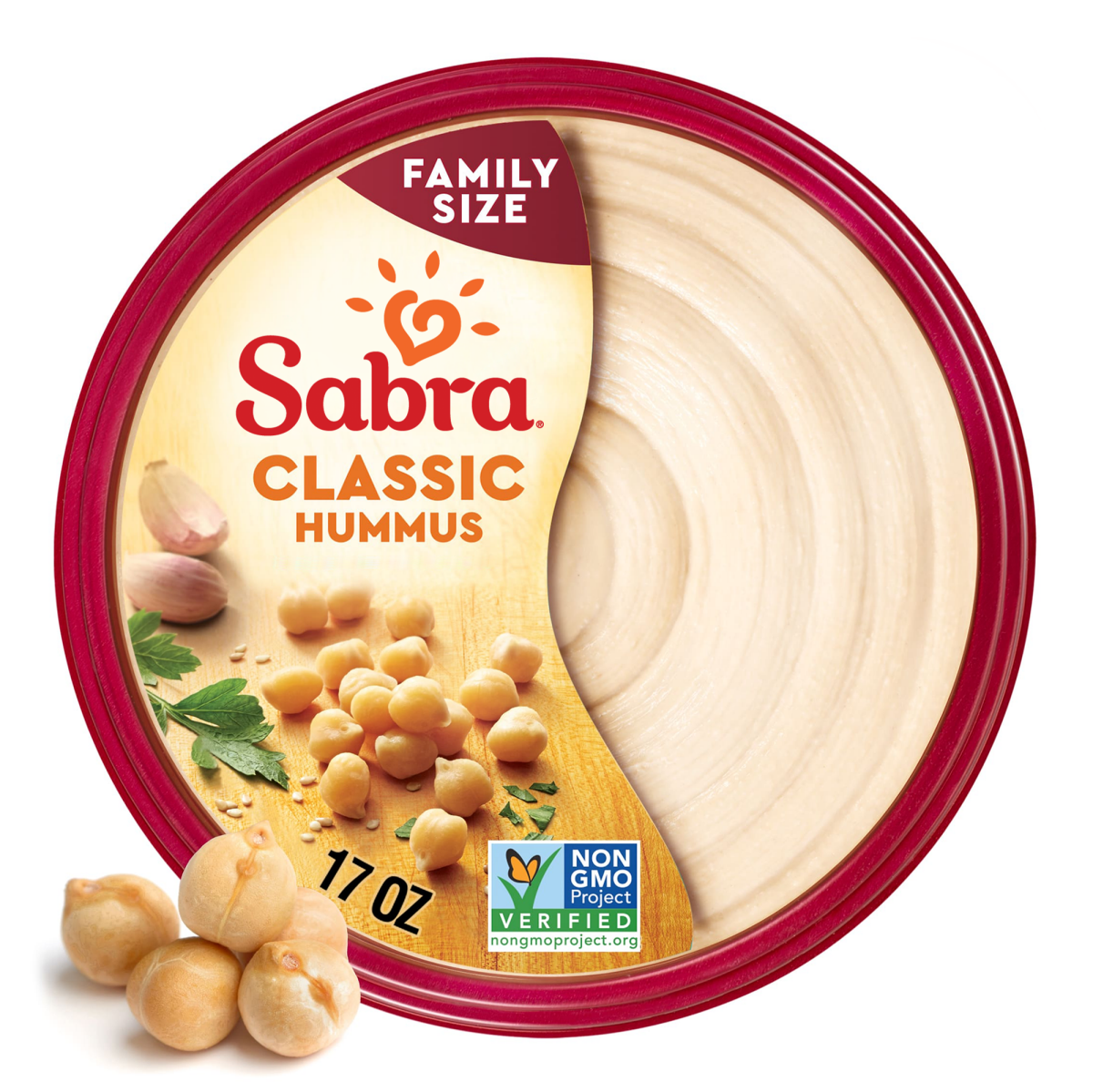slide 1 of 6, Sabra Classic Hummus, Family Size, 17 oz, 17 oz