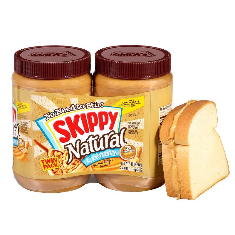 slide 2 of 10, Skippy Twin Pack Natural Creamy Peanut Butter - 40oz, 40 oz