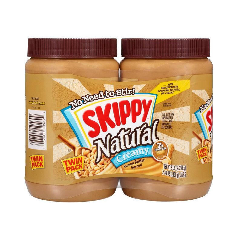 slide 3 of 10, Skippy Twin Pack Natural Creamy Peanut Butter - 40oz, 40 oz