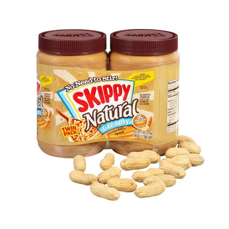 slide 3 of 10, Skippy Twin Pack Natural Creamy Peanut Butter - 40oz, 40 oz