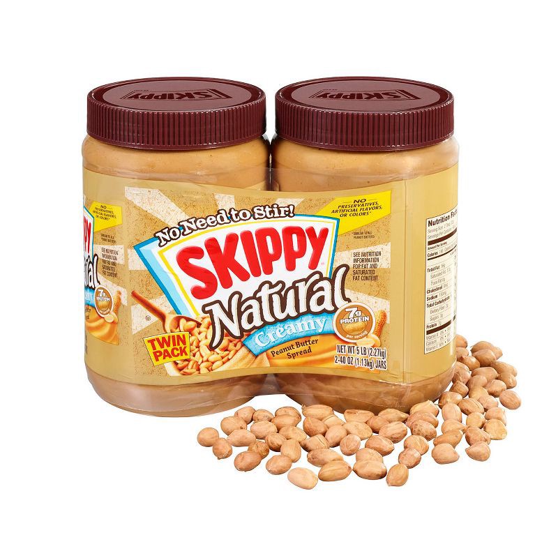 slide 4 of 10, Skippy Twin Pack Natural Creamy Peanut Butter - 40oz, 40 oz
