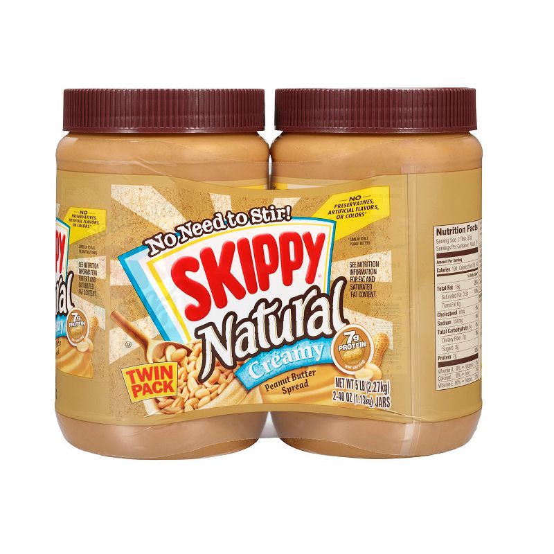 slide 1 of 10, Skippy Twin Pack Natural Creamy Peanut Butter - 40oz, 40 oz
