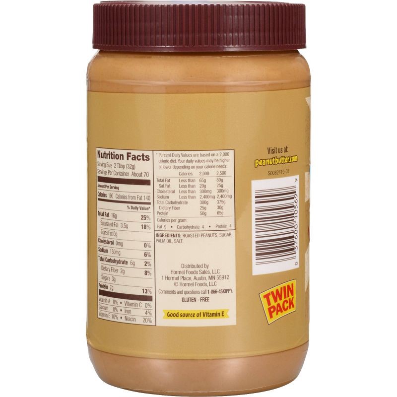 slide 8 of 10, Skippy Twin Pack Natural Creamy Peanut Butter - 40oz, 40 oz