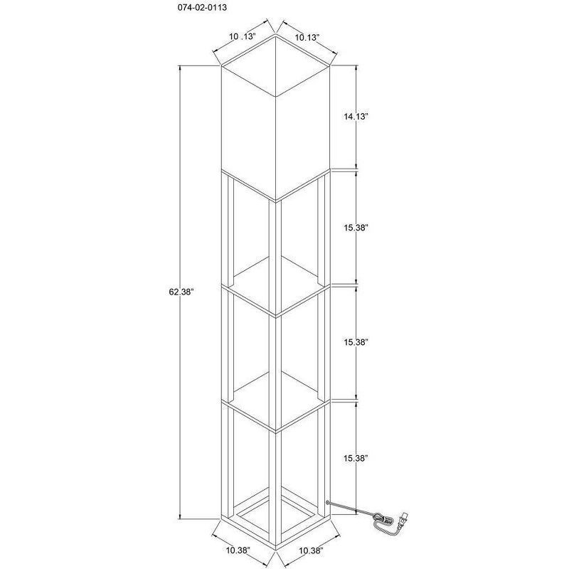 slide 7 of 7, Shelf Floor Lamp Black - Threshold™: Painted MDF with Linen Shade, 3-Way Switch, ETL Listed, 1 ct