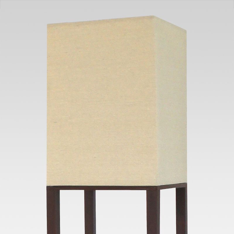 slide 4 of 6, Shelf Floor Lamp Brown - Threshold™: ETL Listed, Linen Shade, MDF Body, 62.5" Tall, 1 ct