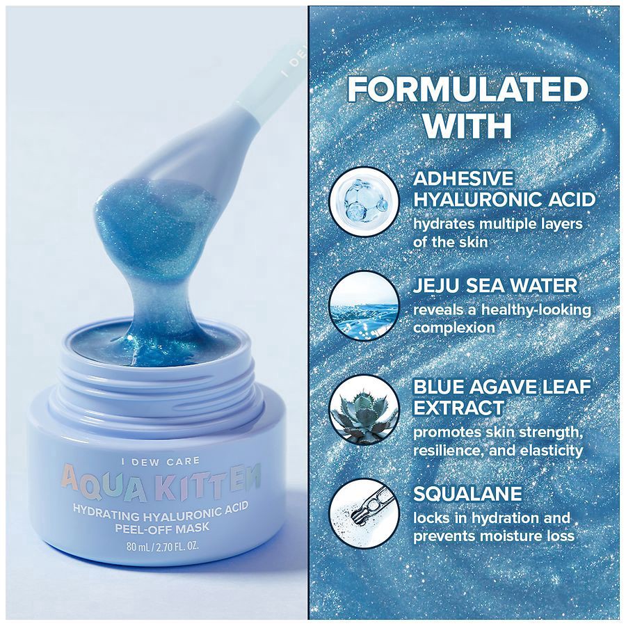 slide 4 of 5, I Dew Care Hydrating Hyaluronic Acid Aqua Kitten Peel-Off Mask 2.70 fl oz, 2.7 fl oz
