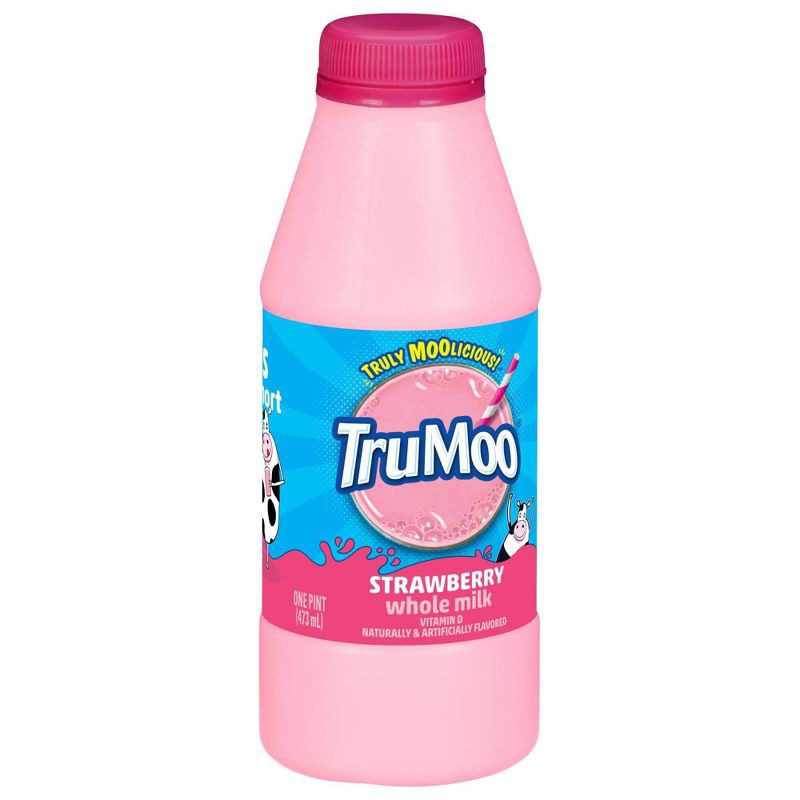 slide 3 of 8, TruMoo Strawberry Whole Milk - 1pt, 1 pint