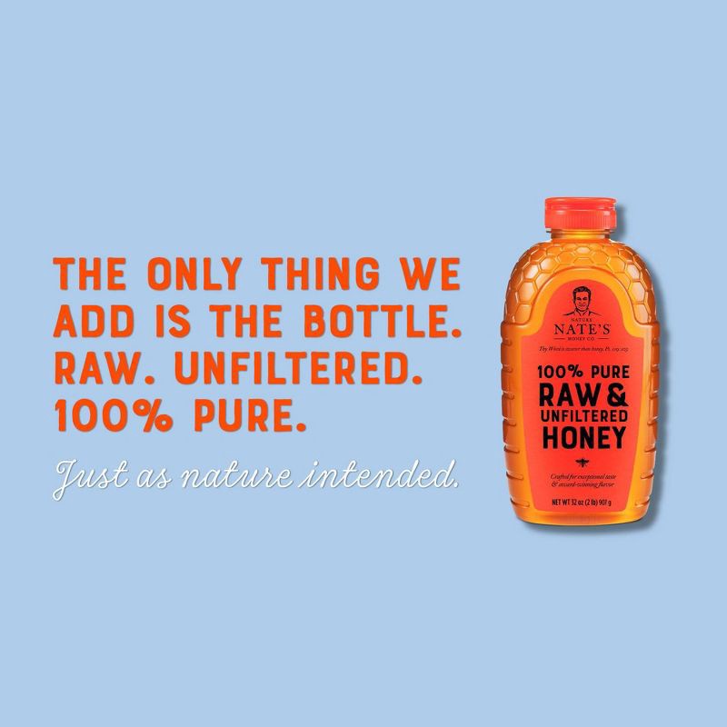 slide 3 of 7, Nature Nate's 100% Pure Raw and Unfiltered Honey – 32oz, 32 oz