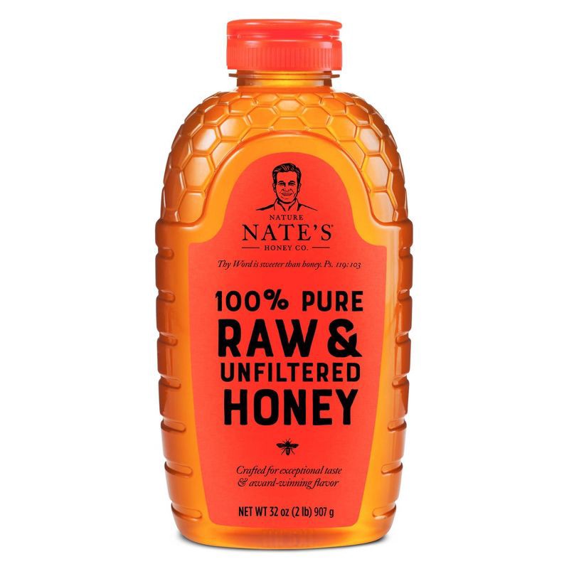 slide 1 of 7, Nature Nate's 100% Pure Raw and Unfiltered Honey – 32oz, 32 oz