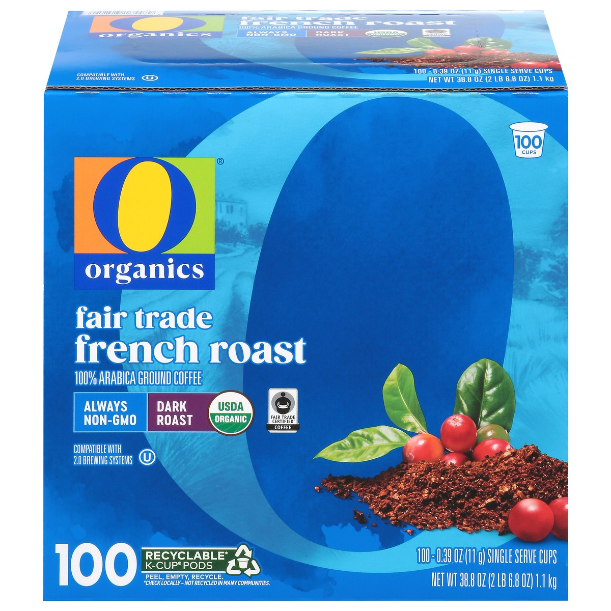 slide 7 of 13, O Organic French Roast Coffee Pods 100 Ct - 100 Ct, 100 ct
