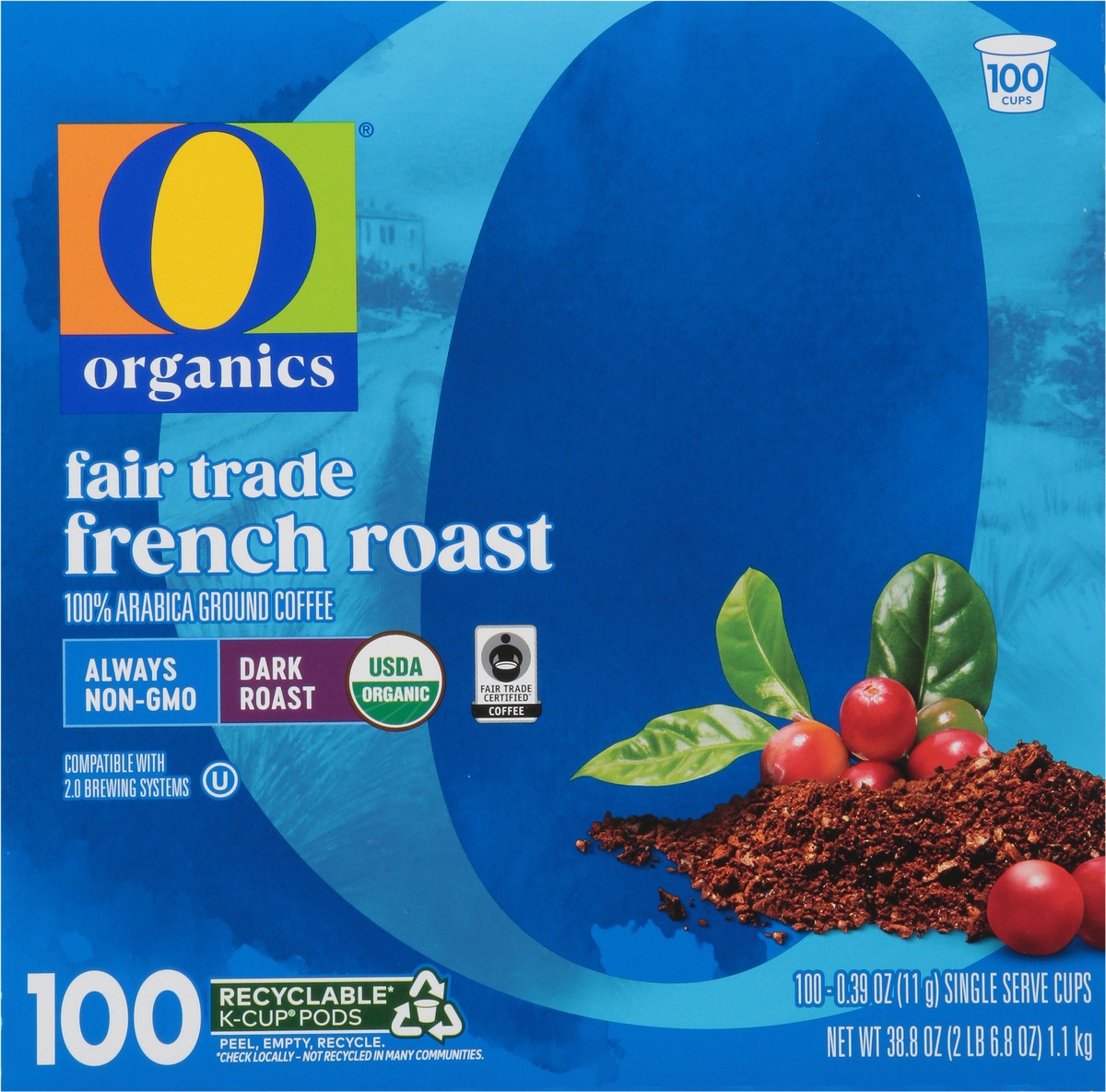 slide 8 of 13, O Organic French Roast Coffee Pods 100 Ct - 100 Ct, 100 ct