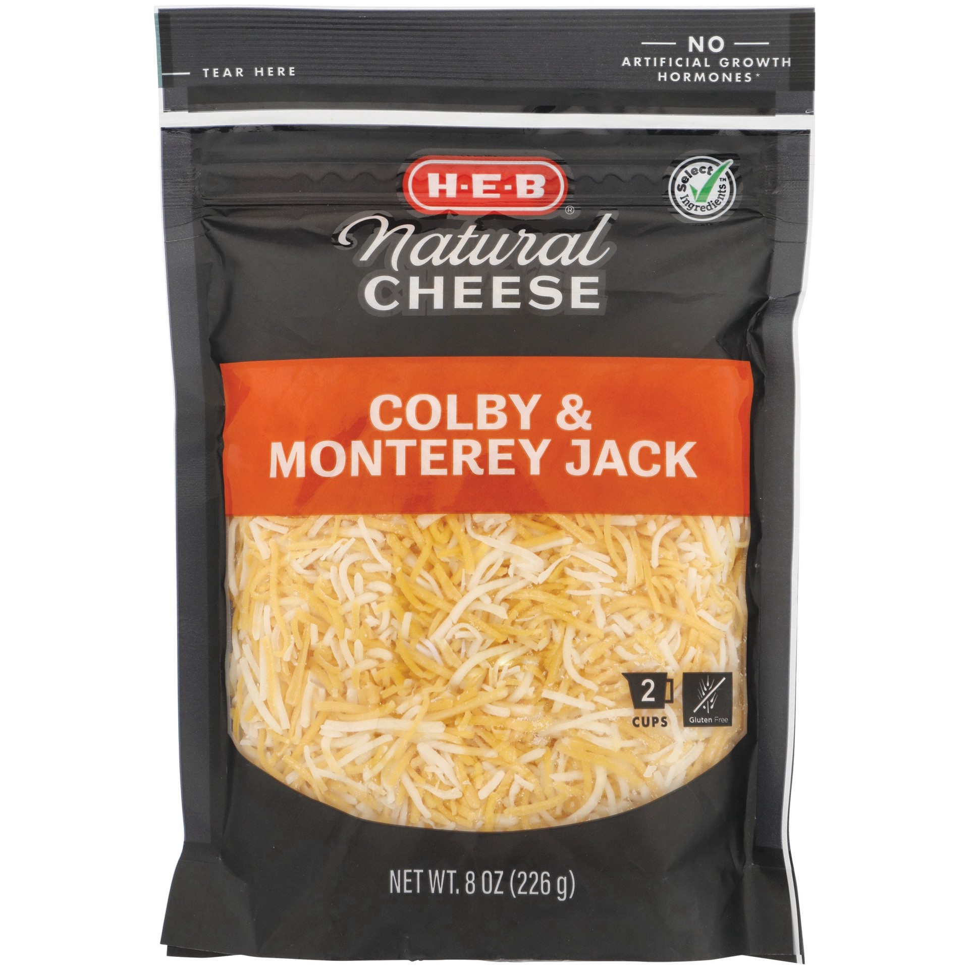 slide 1 of 1, H-E-B Colby & Monterey Jack Shredded Cheese, 8 oz