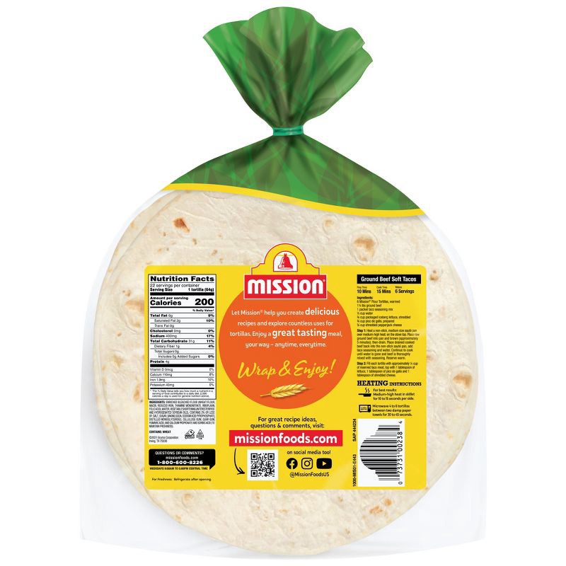 slide 2 of 4, Mission Homestyle Soft & Fluffy Flour Taco Tortillas - 49.5oz/22ct, 49.5 oz, 22 ct