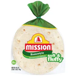 Mission Taco Size Soft & Fluffy Homestyle Flour Tortillas Soft - 49.5oz/22ct