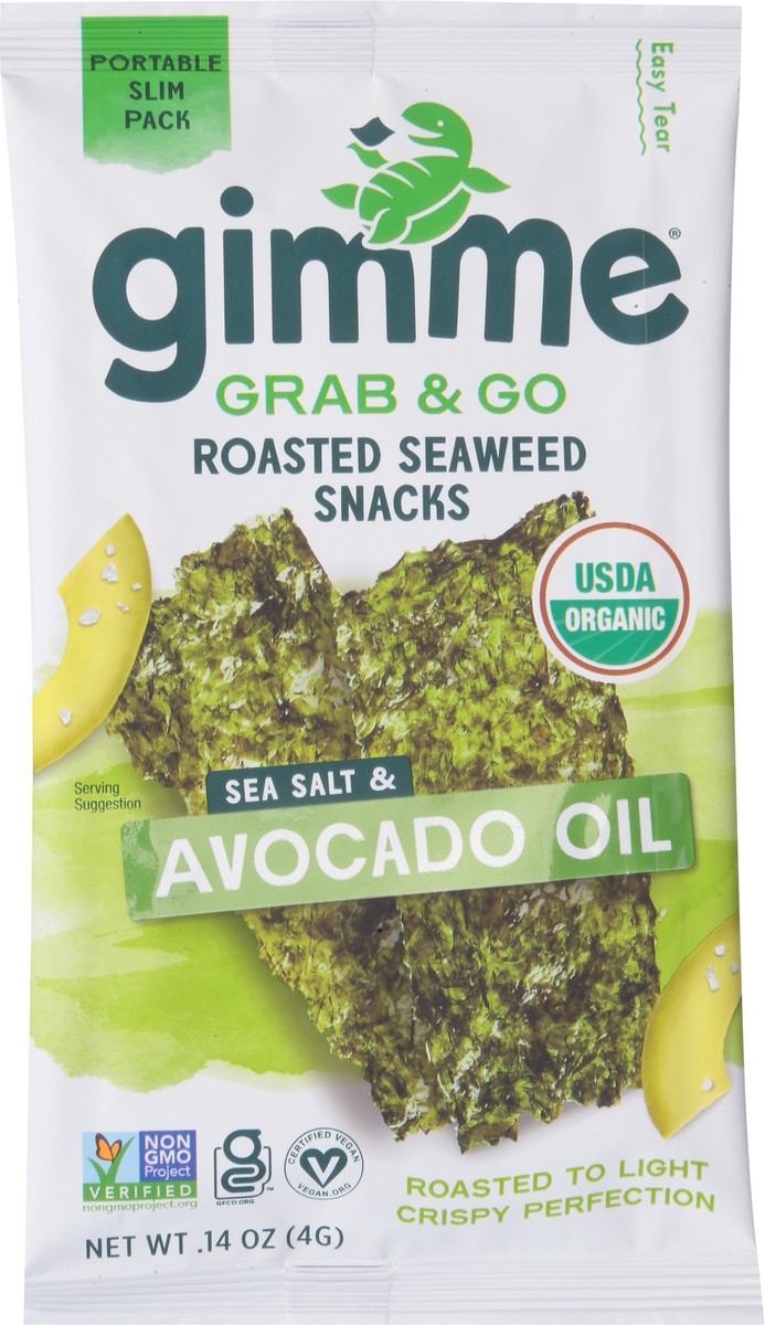 slide 6 of 14, gimMe Grab & Go Roasted Sea Salt & Avocado Oil Seaweed Snacks 0.14 oz, 0.14 oz