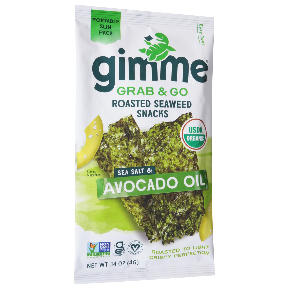 slide 4 of 14, gimMe Grab & Go Roasted Sea Salt & Avocado Oil Seaweed Snacks 0.14 oz, 0.14 oz