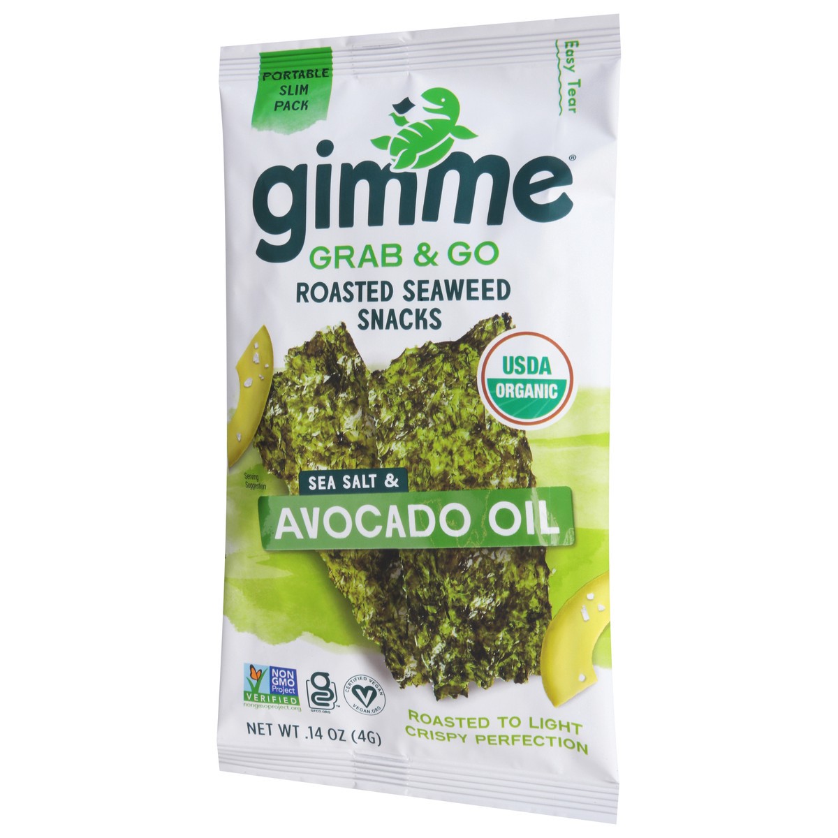 slide 9 of 14, gimMe Grab & Go Roasted Sea Salt & Avocado Oil Seaweed Snacks 0.14 oz, 0.14 oz