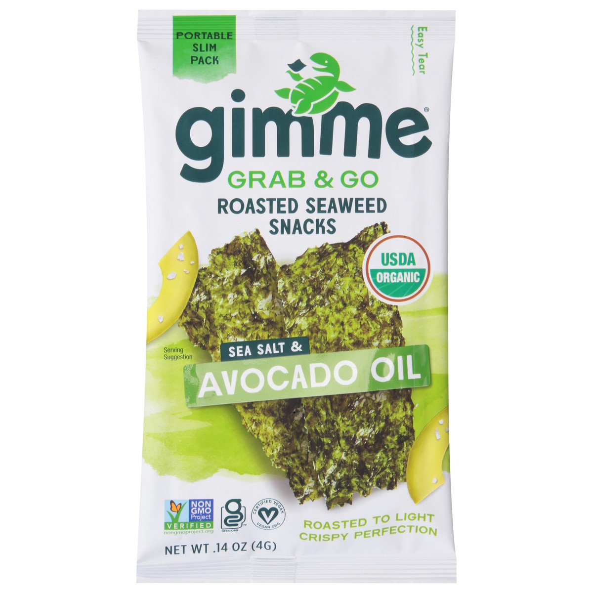 slide 13 of 14, gimMe Grab & Go Roasted Sea Salt & Avocado Oil Seaweed Snacks 0.14 oz, 0.14 oz