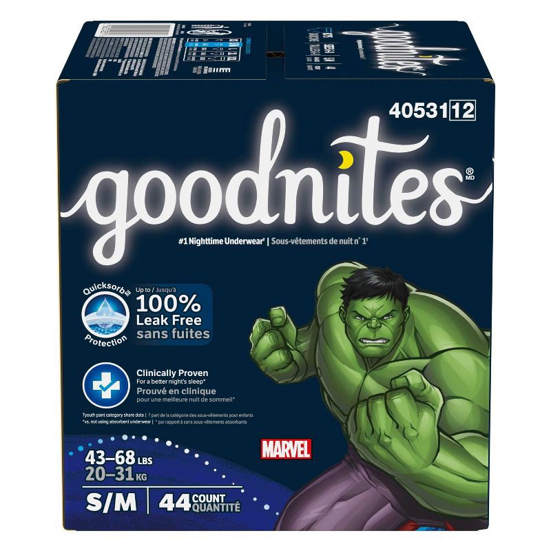 slide 2 of 11, Goodnites Boys' Disposable Nighttime Underwear - Size S/M - 44ct, 44 ct
