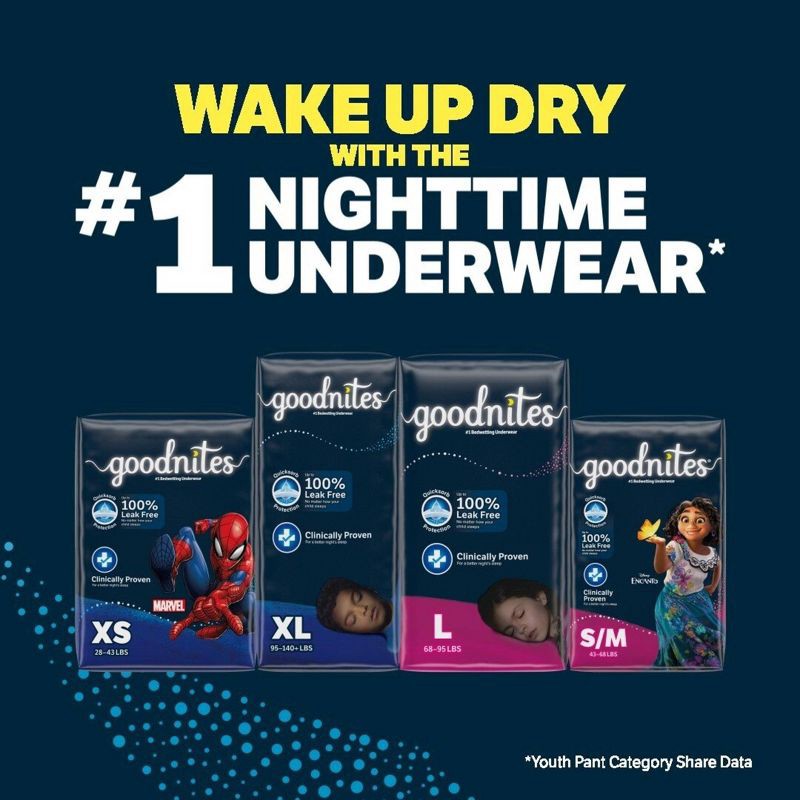 slide 6 of 8, Goodnites Boys' Nighttime Bedwetting Underwear - S/M - 44ct, 44 ct