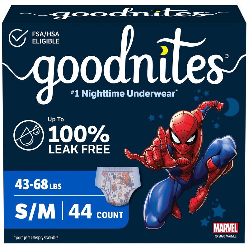 slide 1 of 14, Goodnites Boys' Nighttime Bedwetting Disposable Underwear - Size S/M - 44ct: Hypoallergenic, Paraben-Free, Non-Toxic, Sulfate-Free, 44 ct