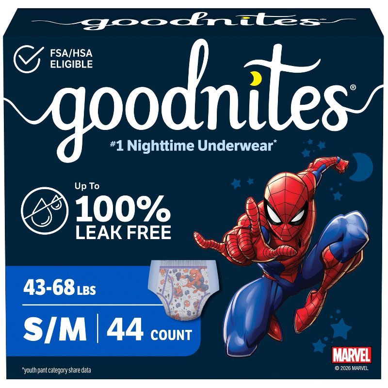 slide 1 of 14, Goodnites Boys' Nighttime Bedwetting Disposable Underwear - Size S/M - 44ct: Hypoallergenic, Paraben-Free, Non-Toxic, Sulfate-Free, 44 ct