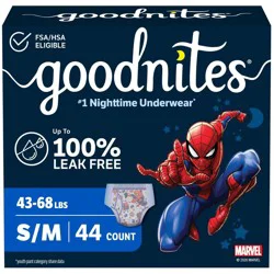Goodnites Boys' Nighttime Bedwetting Disposable Underwear - Size S/M - 44ct: Hypoallergenic, Paraben-Free, Non-Toxic, Sulfate-Free