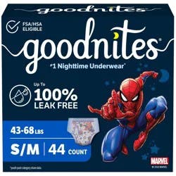Goodnites Boys' Nighttime Bedwetting Disposable Underwear - Size S/M - 44ct: Hypoallergenic, Paraben-Free, Non-Toxic, Sulfate-Free