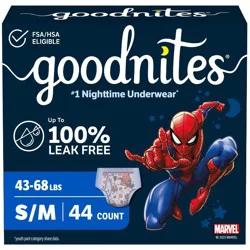 Goodnites Boys' Nighttime Bedwetting Disposable Underwear - Size S/M - 44ct: Hypoallergenic, Paraben-Free, Non-Toxic, Sulfate-Free