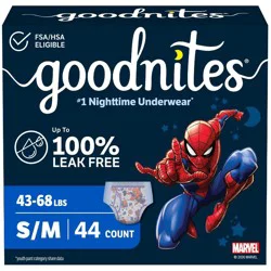 Goodnites Boys' Nighttime Bedwetting Disposable Underwear - Size S/M - 44ct: Hypoallergenic, Paraben-Free, Non-Toxic, Sulfate-Free