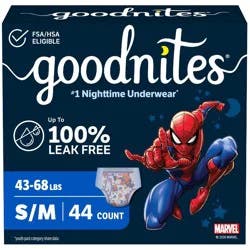Goodnites Boys' Nighttime Bedwetting Disposable Underwear - Size S/M - 44ct: Hypoallergenic, Paraben-Free, Non-Toxic, Sulfate-Free