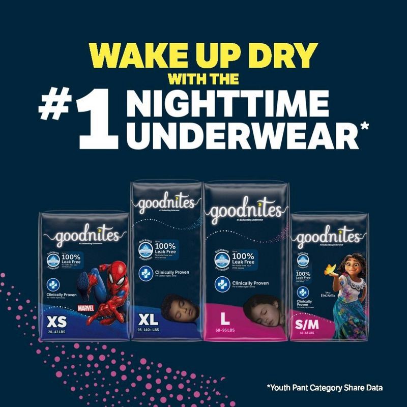 slide 6 of 13, Goodnites Girls' Nighttime Bedwetting Underwear - S/M - 44ct, 44 ct