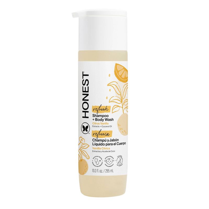 slide 1 of 12, The Honest Company Refresh Shampoo + Body Wash - Citrus Vanilla - 10 fl oz: Daily Cleansing, Dye-Free, Paraben-Free Gel, 10 fl oz