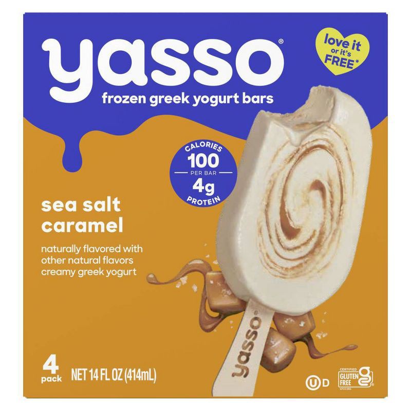 slide 2 of 10, Yasso Frozen Greek Yogurt - Sea Salt Caramel Bars - 4ct, 4 ct