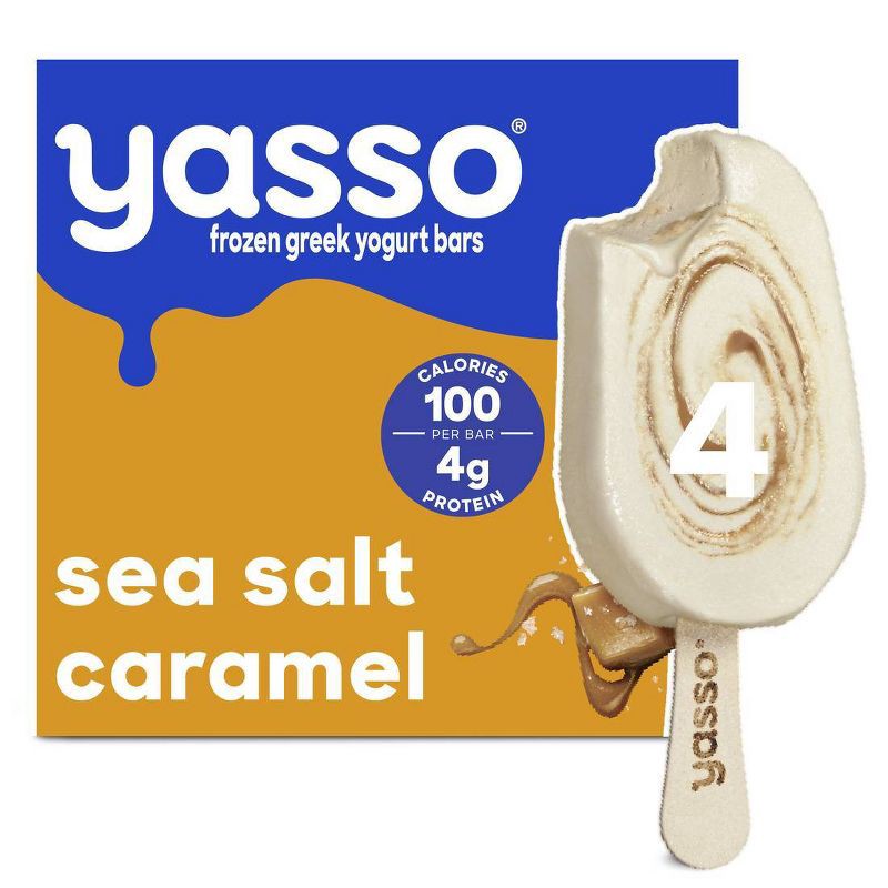 slide 1 of 10, Yasso Frozen Greek Yogurt - Sea Salt Caramel Bars - 4ct, 4 ct