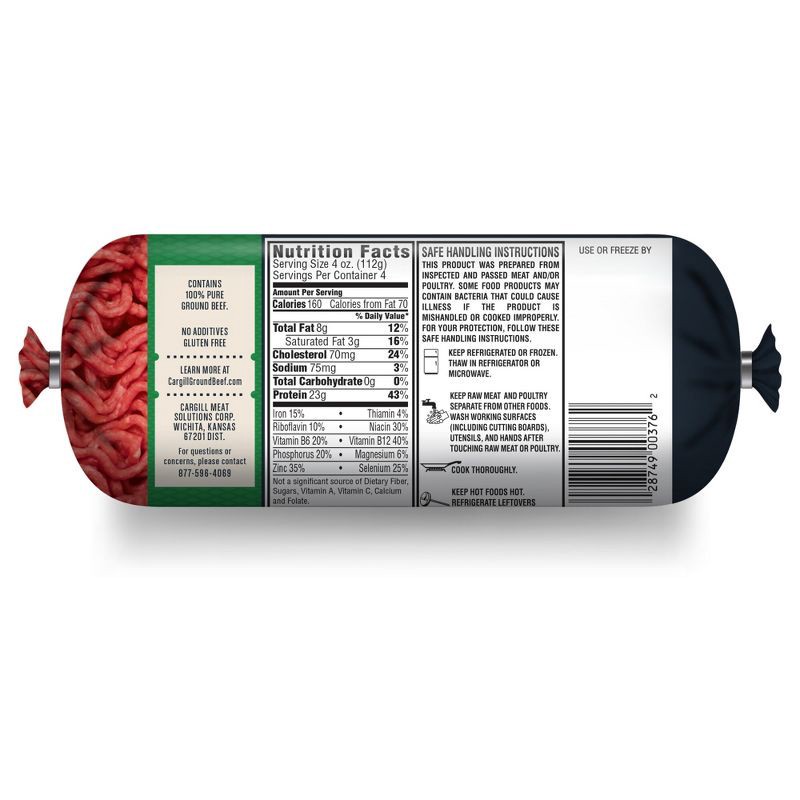 slide 2 of 6, Our Certified 93/7 Lean Ground Beef Roll - 1lb, 1 lb