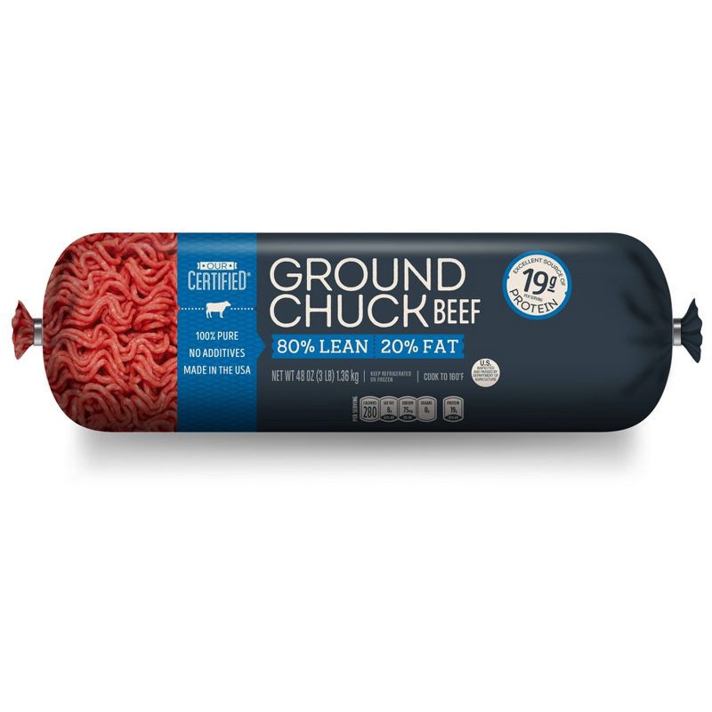 slide 1 of 7, Our Certified 80/20 Ground Chuck Beef - 3lb, 3 lb