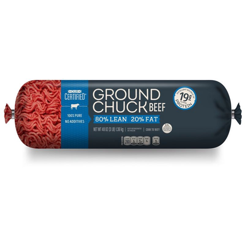 slide 1 of 7, Our Certified 80/20 Ground Chuck Beef - 3lb, 3 lb