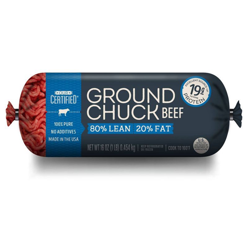 slide 1 of 7, Our Certified 80/20 Ground Chuck Beef - 1lb, 1 lb