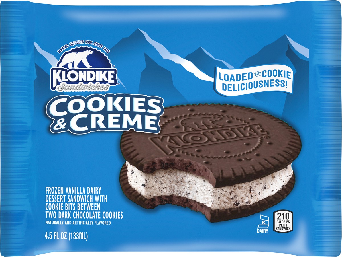 slide 6 of 6, Klondike Frozen Dairy Dessert Sandwich Cookies and Creme, 4.5 fl oz1 Count, 4.50 fl oz