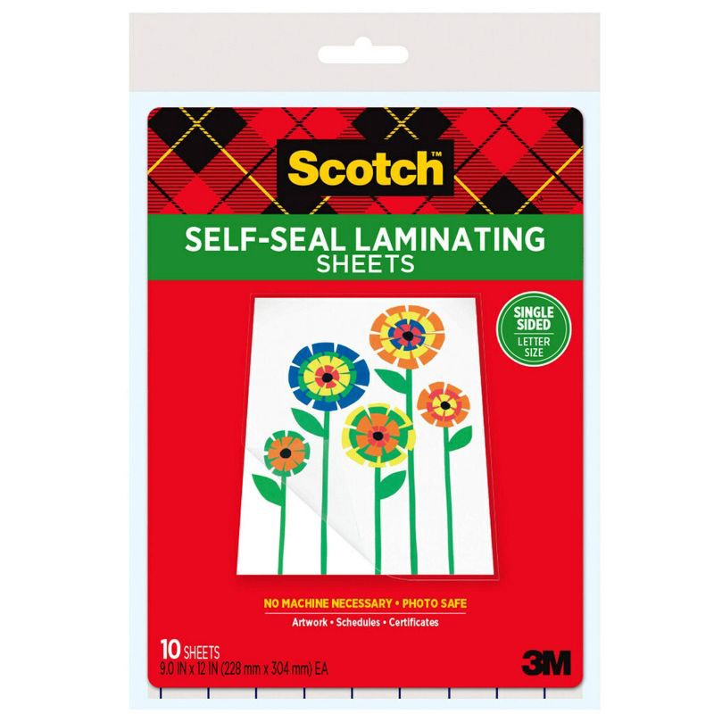 slide 1 of 8, Scotch 10ct Self-Seal Laminating Sheets Letter Size: No Machine Needed, 9x12, Art & Office Supplies, 10 ct