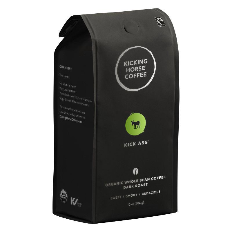 slide 2 of 6, Kicking Horse Coffee Kick *** Dark Roast Fair Trade Certified Organic Whole Bean Coffee - 10oz, 10 oz