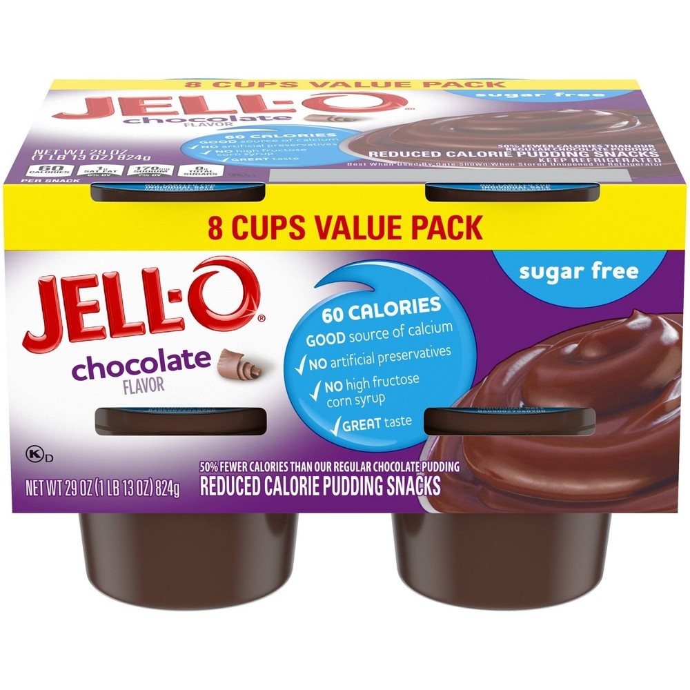 slide 2 of 5, JELL-O Sugar Free Chocolate Pudding, 29 oz, 8 ct