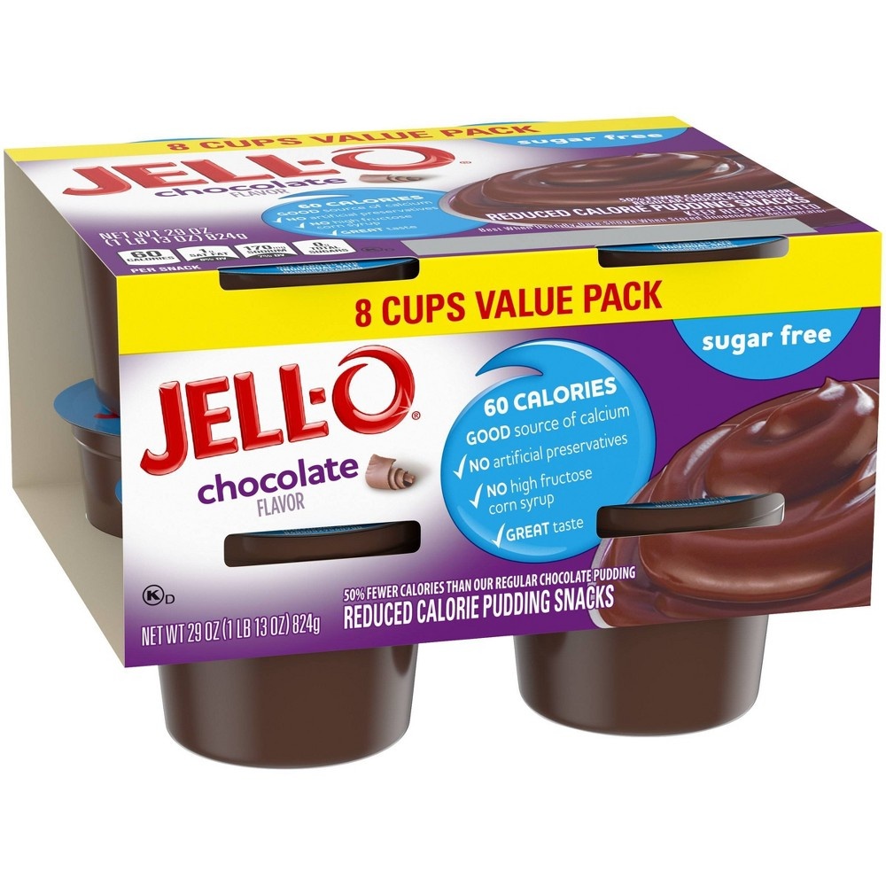 slide 3 of 5, JELL-O Sugar Free Chocolate Pudding, 29 oz, 8 ct