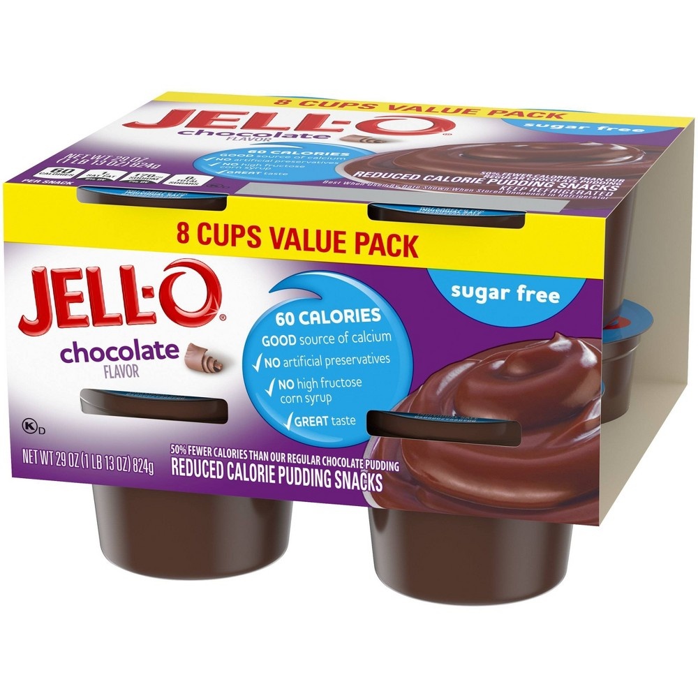 slide 4 of 5, JELL-O Sugar Free Chocolate Pudding, 29 oz, 8 ct